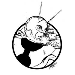Dibujo de Hombre Hormiga en retrato de cerca con antenas para colorear