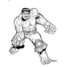 Dibujo de Hulk en posición de combate agachada para colorear Dibujo de Hulk en posición de combate agachada para colorear