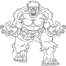 Dibujo de Hulk en pose de combate feroz para colorear Dibujo de Hulk en pose de combate feroz para colorear