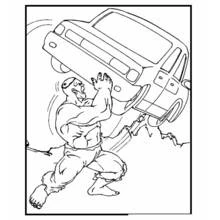 Dibujo de Hulk levantando un coche sobre su cabeza para colorear Dibujo de Hulk levantando un coche sobre su cabeza para colorear