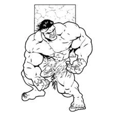 Dibujo de Hulk flexionando sus músculos imponentes para colorear Dibujo de Hulk flexionando sus músculos imponentes para colorear