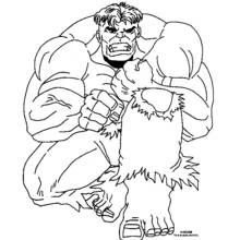 Dibujo de Hulk apretando los puños con furia para colorear Dibujo de Hulk apretando los puños con furia para colorear
