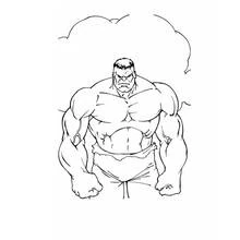 Dibujo de Hulk de frente con una nube de fondo para colorear Dibujo de Hulk de frente con una nube de fondo para colorear