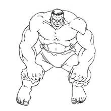 Dibujo de Hulk en posición agachada y poderosa para colorear Dibujo de Hulk en posición agachada y poderosa para colorear