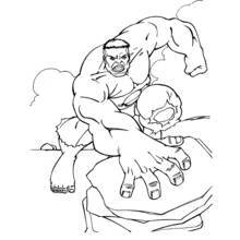 Dibujo de Hulk avanzando sobre rocas para colorear Dibujo de Hulk avanzando sobre rocas para colorear