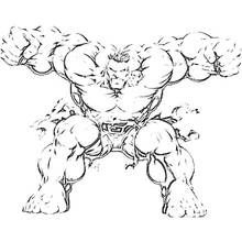 Dibujo de Hulk en pose musculosa para colorear Dibujo de Hulk en pose musculosa para colorear