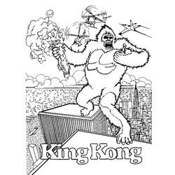 Dibujo de King Kong rugiendo sobre un rascacielos para colorear