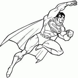 Dibujo de Superman volando con el puño en alto para colorear