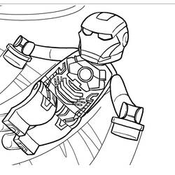 Dibujo de Superhéroe con armadura estilo Lego volando para colorear