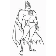 Dibujo de Batman de pie en una pose heroica para colorear
