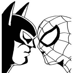 Dibujo de Batman frente a frente con Spider-Man para colorear