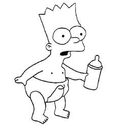 Dibujo de Bebé sosteniendo un biberón para colorear