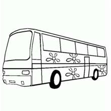 Dibujo de Autobús decorado con flores para colorear