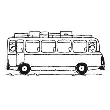 Dibujo de Autobús cargado de maletas en el techo para colorear
