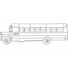 Dibujo de Autobús escolar largo con señal de stop plegada para colorear