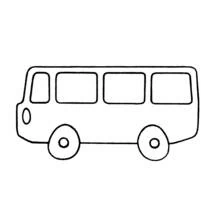 Dibujo de Autobús pequeño con cuatro ventanas para colorear