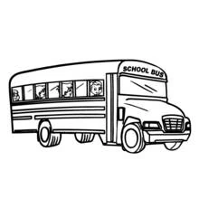 Dibujo de Autobús escolar con niños de expresiones distintas para colorear