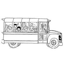 Dibujo de Autobús lleno de niños sonrientes para colorear