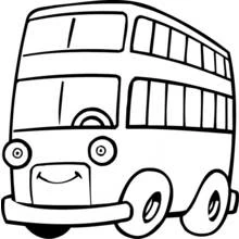 Dibujo de Autobús de dos pisos sonriente para colorear