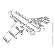 Dibujo de Avión Lego con patrón de ladrillos detallado para colorear