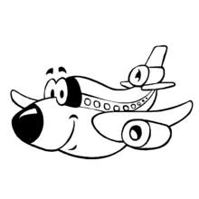 Dibujo de Avión sonriente con ojos grandes para colorear