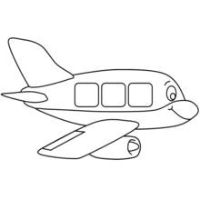 Dibujo de Avión sonriente de estilo caricatura para colorear