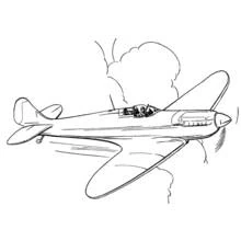 Dibujo de Avión militar volando entre nubes para colorear