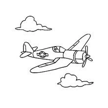 Dibujo de Avión de hélice con estrella en el ala para colorear