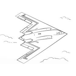 Dibujo de Northrop B-2 Spirit volando entre nubes para colorear