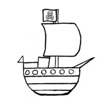 Dibujo de Barco pirata con bandera de calavera para colorear