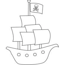 Dibujo de Barco pirata de casco redondo con cuatro portillas para colorear