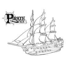 Dibujo de Barco pirata galeón de tres mástiles para colorear