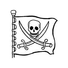 Dibujo de Barco pirata bandera con calavera para colorear