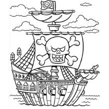 Dibujo de Barco pirata navegando el mar para colorear