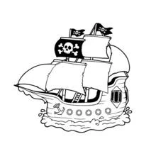 Dibujo de Barco pirata con ancla en la proa para colorear