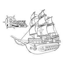 Dibujo de Barco pirata con velas altas y cañones para colorear
