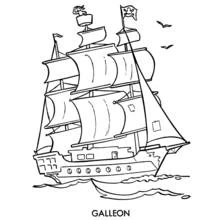 Dibujo de Barco pirata navegando a toda vela para colorear