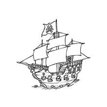 Dibujo de Barco pirata con mascarón de dragón tallado para colorear
