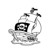 Dibujo de Barco pirata navegando entre olas para colorear
