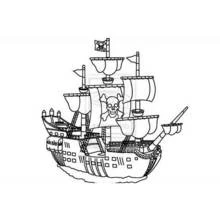 Dibujo de Barco pirata de tres mástiles con escalas de cuerda para colorear