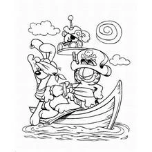 Dibujo de Barco pirata con Garfield y Odie para colorear