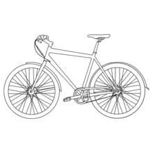 Dibujo de Bicicleta clásica con ruedas detalladas para colorear