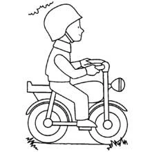 Dibujo de Niño conduciendo una bicicleta motorizada para colorear
