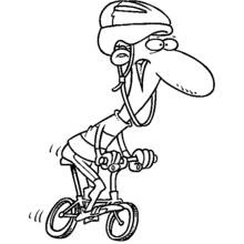 Dibujo de Personaje de dibujos animados en bicicleta para colorear