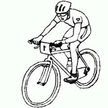 Dibujo de Ciclista pedaleando en una bicicleta de carreras para colorear