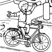Dibujo de Niño en bicicleta sin manos para colorear