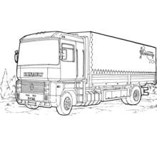 Dibujo de Camión con cabina y remolque para colorear