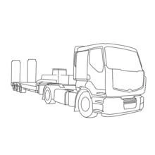 Dibujo de Camión con un remolque de plataforma para colorear