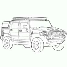 Dibujo de Camión Hummer estacionado de perfil para colorear