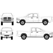 Dibujo de Camioneta Dodge Ram vista desde cuatro ángulos para colorear